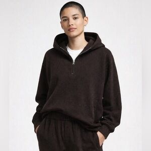 Nike “Every Stitch Considered” Cashmere Blend Brown 1/4 Zip Hoodie, Oversized XS